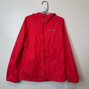Columbia Girls Lightweight Windbreaker Rain Jacket With Hood Size Small 7/8